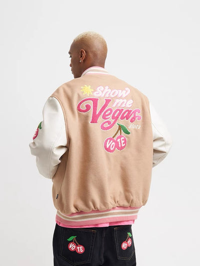 VOTE - “Show Me Vegas” Varsity Jacket - Tan