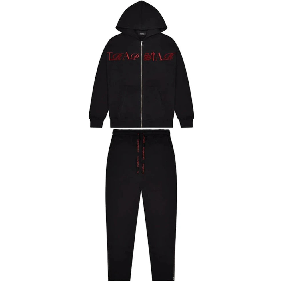 Trapstar Script Zip Through Hoodie Tracksuit Black Zinfandel