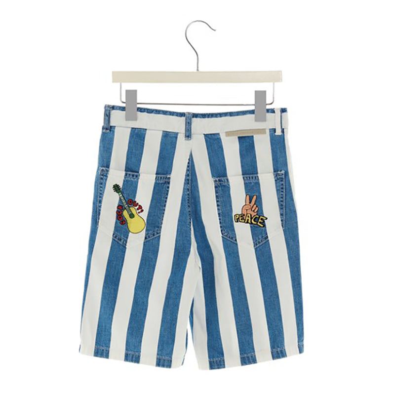 STELLA MCCARTNEY KIDS Embroidery Striped Bermuda Shorts