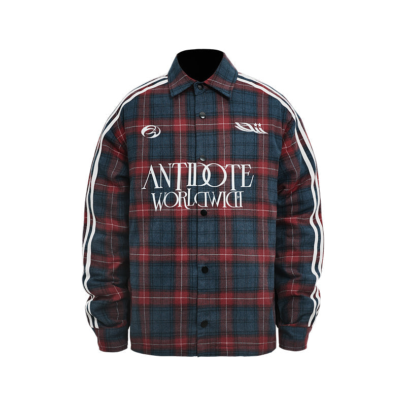 ANTIDOTE Sports Style Pattern Plaid Shirt Jacket