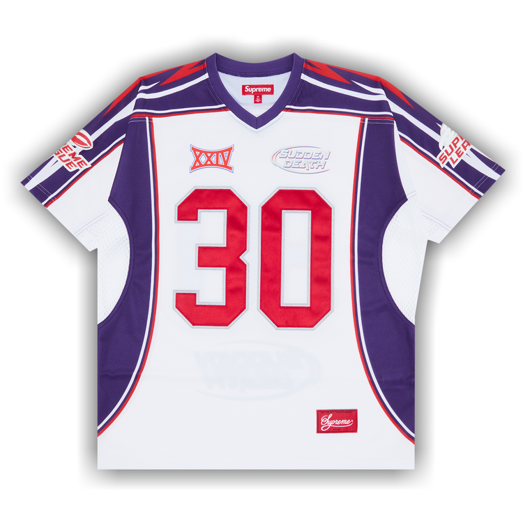 Supreme White Sudden Death Football Jersey: Iconic SS24 Athletic Mesh Top