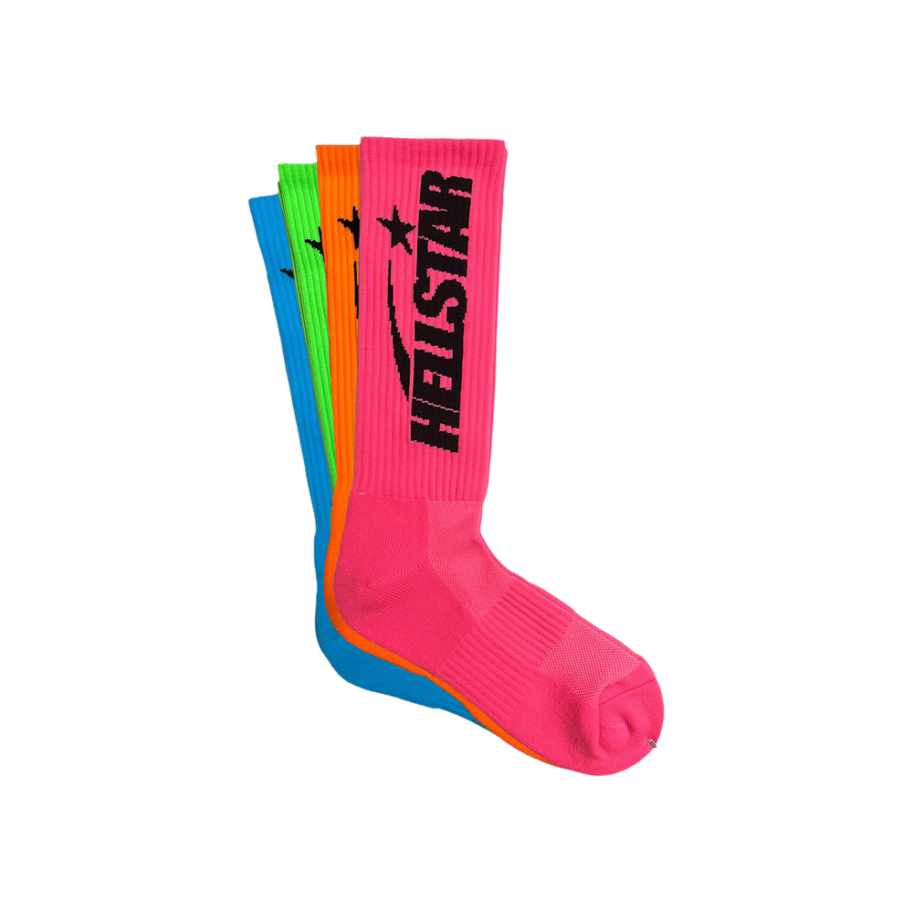 Hellstar Logo Socks 4 Pack Neon