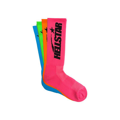 Hellstar Logo Socks 4 Pack Neon