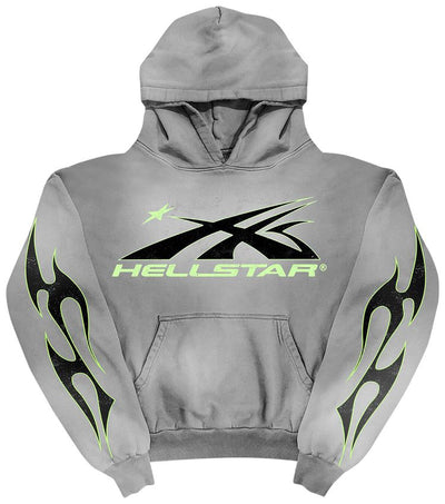 Hellstar Sports Core Logo Hoodie: Premium Grey Cotton Fleece with Bold Star Graphic