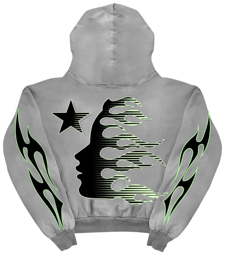 Hellstar Sports Core Logo Hoodie: Premium Grey Cotton Fleece with Bold Star Graphic