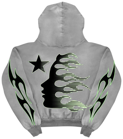 Hellstar Sports Core Logo Hoodie: Premium Grey Cotton Fleece with Bold Star Graphic