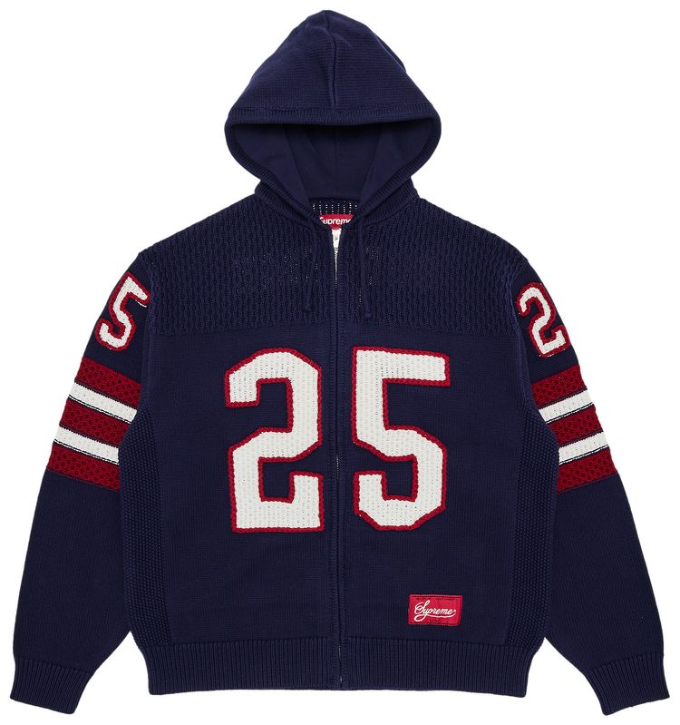Supreme Sport Navy Zip-Up Hooded Sweater - Premium Collegiate Style Hoodie