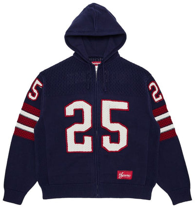 Supreme Sport Navy Zip-Up Hooded Sweater - Premium Collegiate Style Hoodie