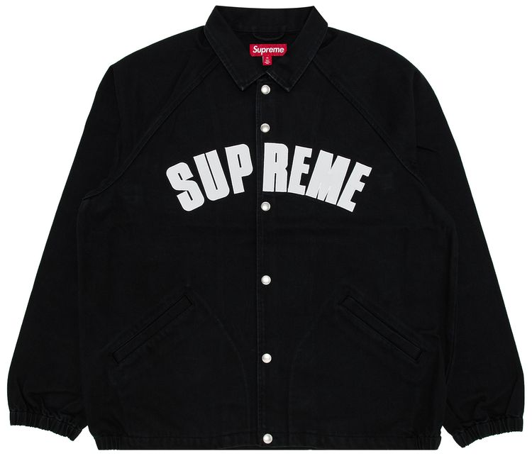 Supreme Arc Logo Black Denim Coaches Jacket: Iconic Streetwear Outerwear