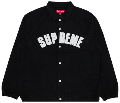 Supreme Arc Logo Black Denim Coaches Jacket: Iconic Streetwear Outerwear