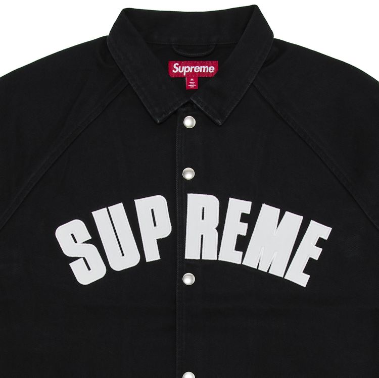 Supreme Arc Logo Black Denim Coaches Jacket: Iconic Streetwear Outerwear