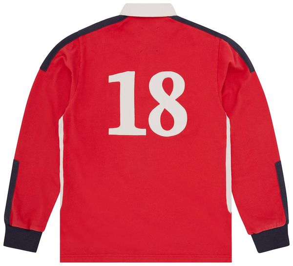 Corteiz Men's Paneled Rugby Shirt Red Long Sleeve Top