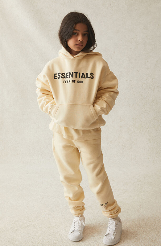 Fear of god essentials hoodie buttercream sale