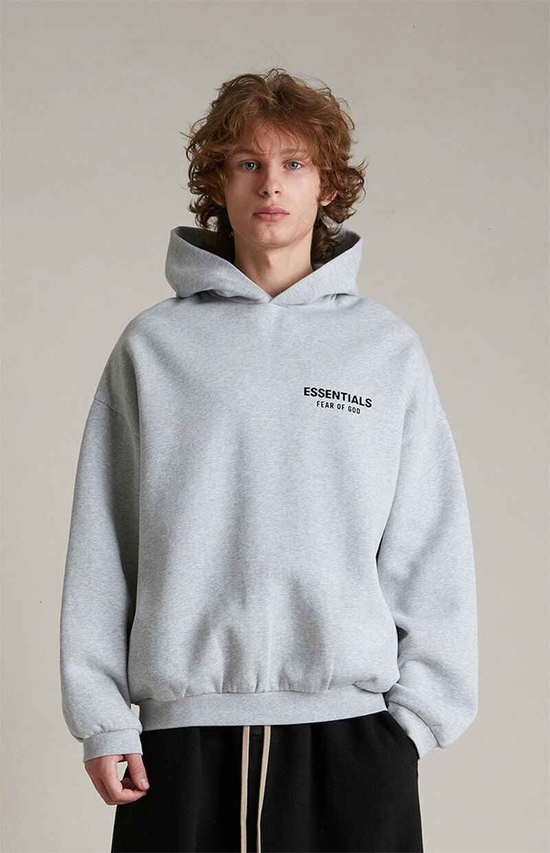 FEAR OF GOD ESSENTIALS Logo Over The Head Hoodie SS25 Light Heather