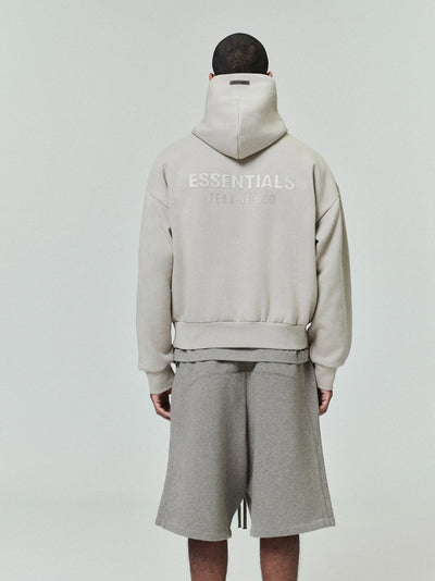 FEAR OF GOD ESSENTIALS Metallic Logo Fleece Hoodie ‘Timber’ SP25