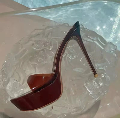 Kova Chocolate Platform Mule Heels
