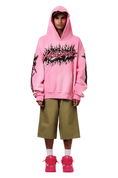 Hellstar Brainwashed Pink Hoodie: Premium Cotton Blend, Signature Graphic Print, Comfortable Fit