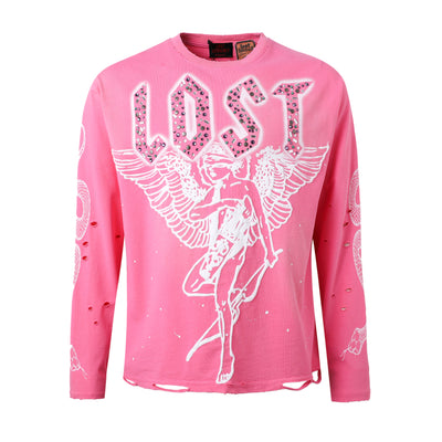 Lost Intricacy Women's Pink Angel Long Sleeve Top