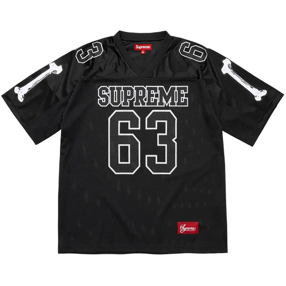 Supreme Black Stadium Bones Football Tee - Iconic Number 63 Streetwear