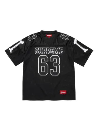 Supreme Black Stadium Bones Football Tee - Iconic Number 63 Streetwear