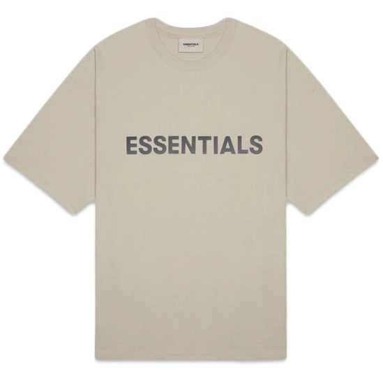 (SALE) FEAR OF GOD ESSENTIALS Boxy T-Shirt Applique Logo Olive/Khaki