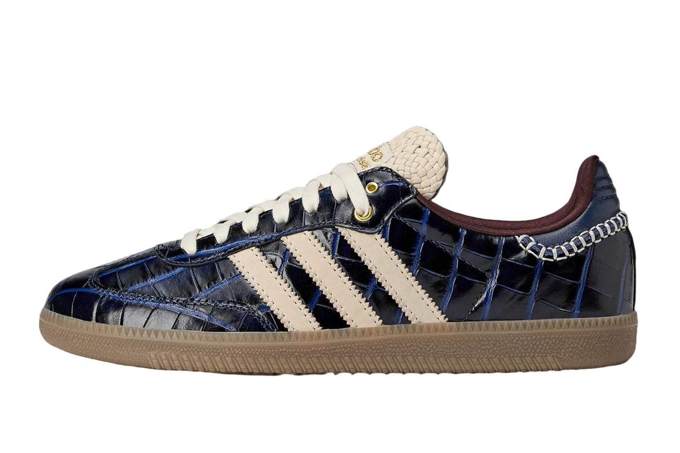 adidas Samba Navy Croc Leather Sneaker with Croc Emboss