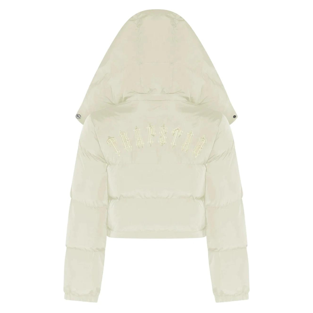 TRAPSTAR Irongate Detachable Hooded Puffer Jacket Cream Womens