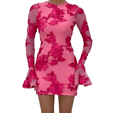 Heartless- Gianna Backless Floral Print Mini Dress Pink