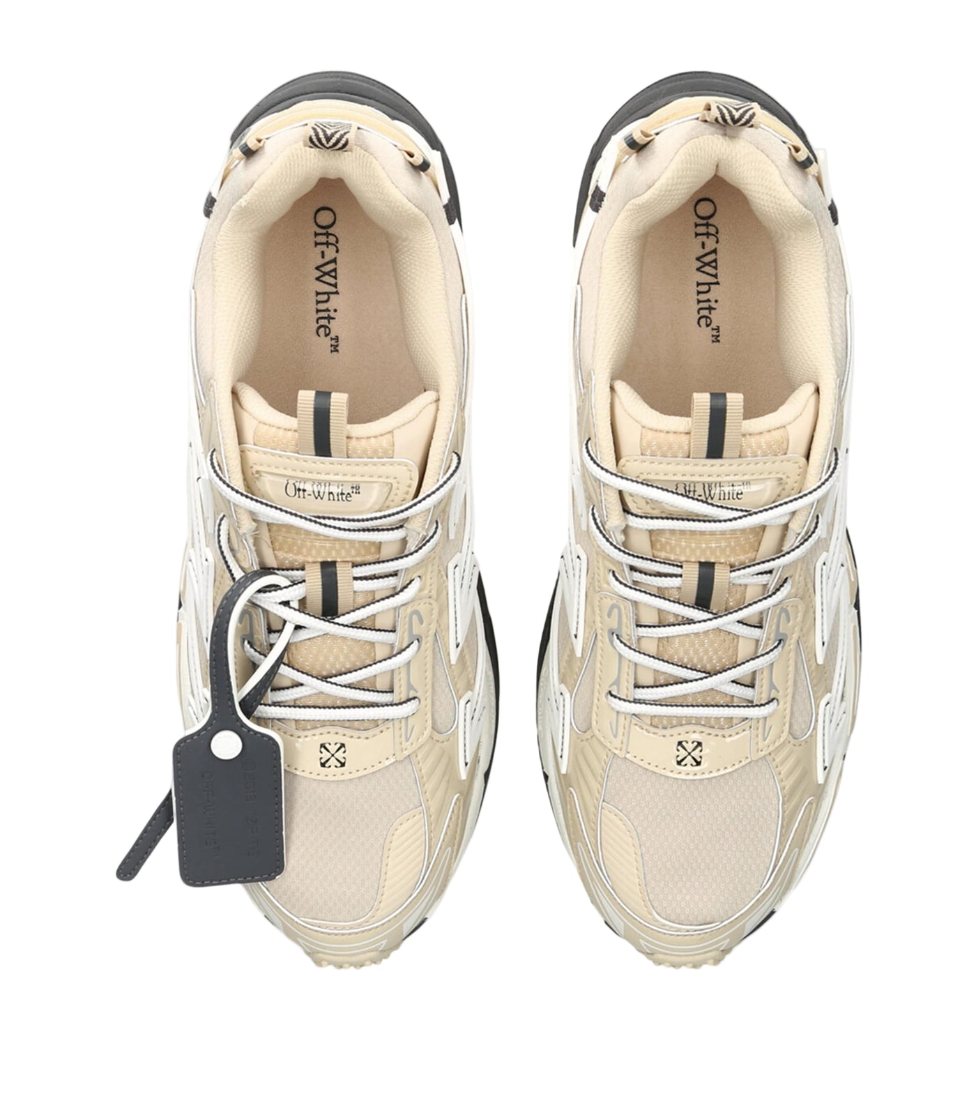 Off-White Beige Be Right Back Sneakers: Mesh & Leather Luxury Comfort Trainers