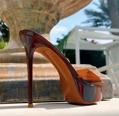 Kova Chocolate Platform Mule Heels