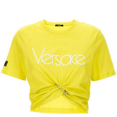 versace Logo PIN crop T-shirt YELLOW
