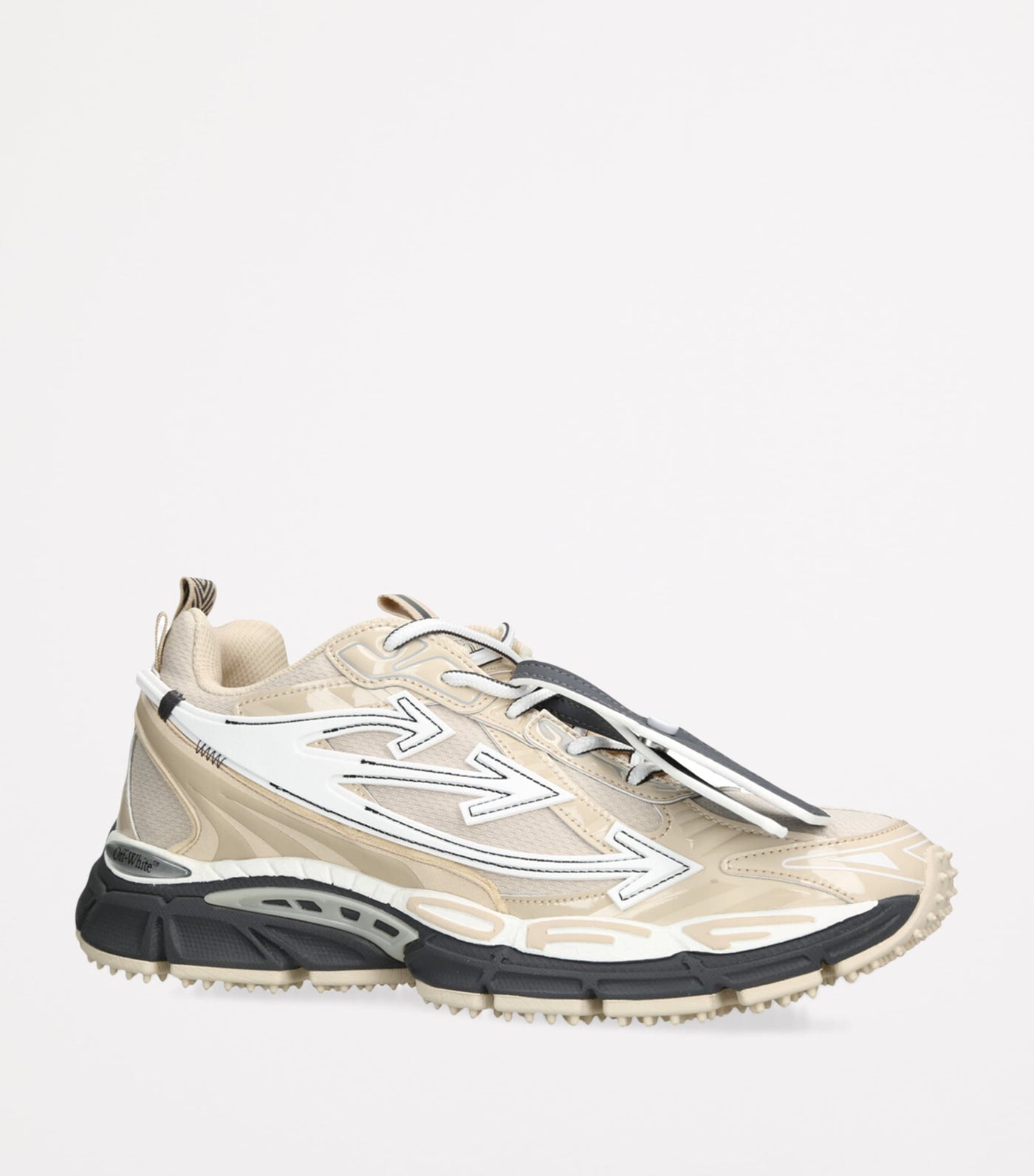 Off-White Beige Be Right Back Sneakers: Mesh & Leather Luxury Comfort Trainers