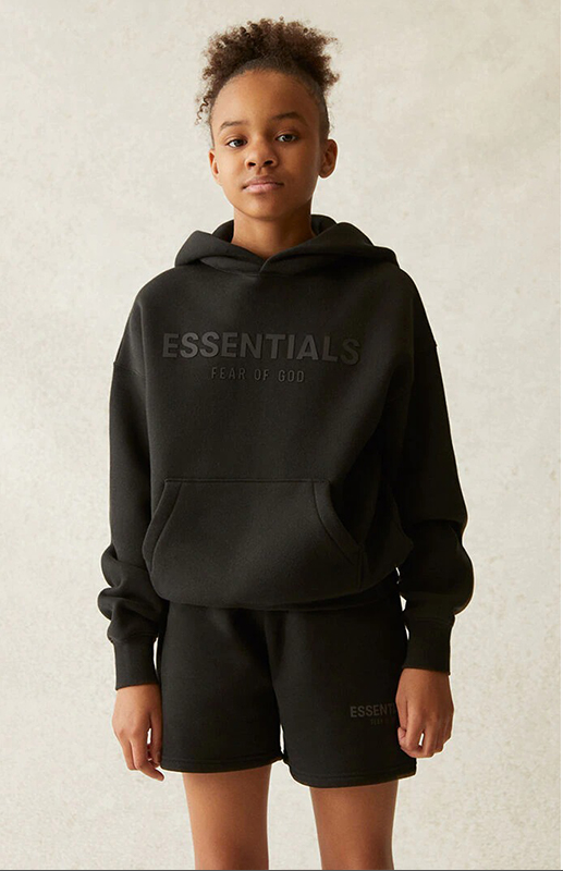 (SALE) FEAR OF GOD ESSENTIALS HOODIE BLACK KIDS/JR