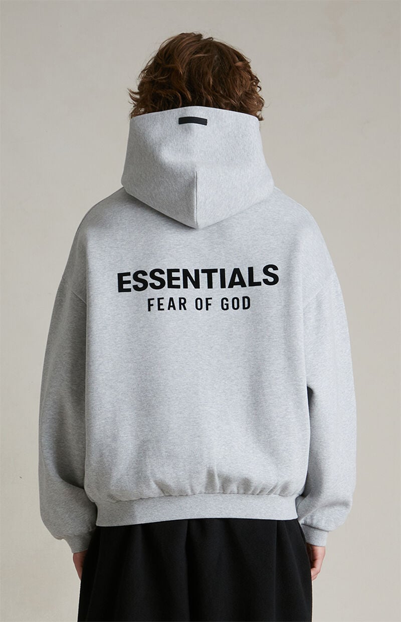 FEAR OF GOD ESSENTIALS Logo Over The Head Hoodie SS25 Light Heather