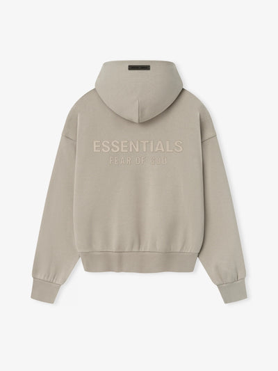FEAR OF GOD ESSENTIALS Metallic Logo Fleece Hoodie ‘Timber’ SP25