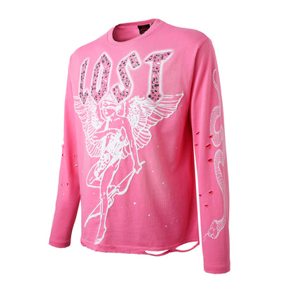 Lost Intricacy Women's Pink Angel Long Sleeve Top