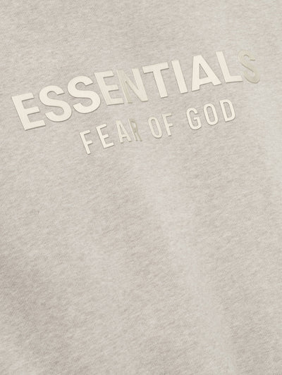 FEAR OF GOD ESSENTIALS Metallic Logo Fleece Hoodie ‘Heather Stone’ SP25