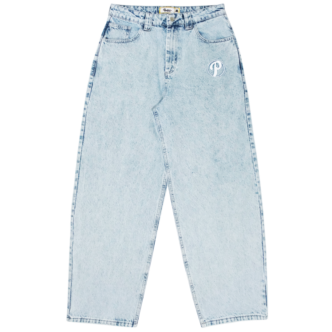 Bohemians ボヘミアンズ DUCK DENIM Blue Denim Scallop Pocket Cropped Wide Leg Jeans | Oliver Bonas