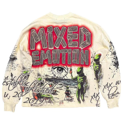 Premium Art Club Cream Long Sleeve Streetwear Tee