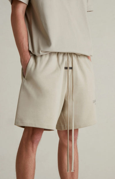 Fear of God Essentials SP25 Metallic Logo Shorts ‘Heather Stone’