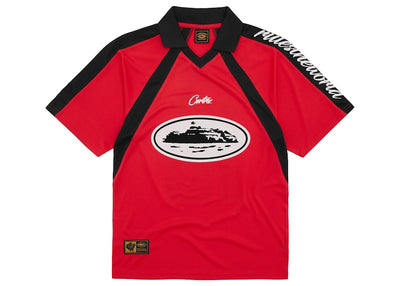 Corteiz Alcatraz Red Football Jersey: Authentic FW23 Men's Streetwear Style Top