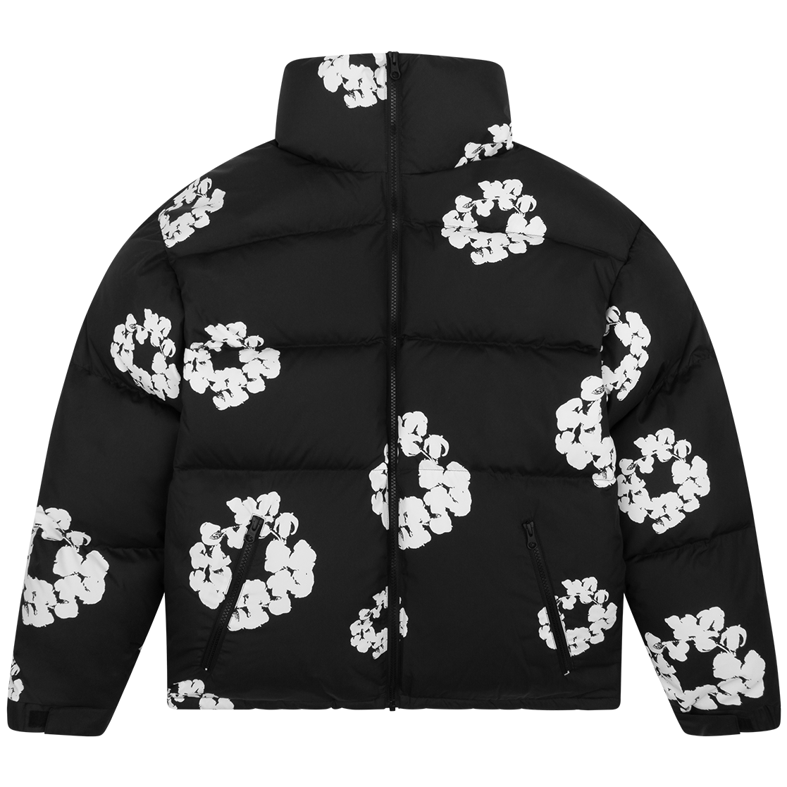 Denim Tears Cotton Wreath Black Down-Filled Puffer Jacket Warmth