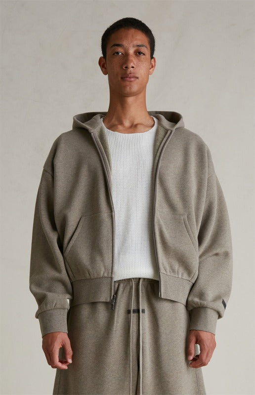 FEAR OF GOD ESSENTIALS Metallic Logo Full Zip Hoodie ‘Homestead Heather’ SP25