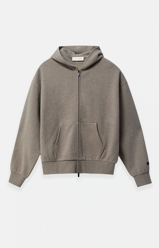FEAR OF GOD ESSENTIALS Metallic Logo Full Zip Hoodie ‘Homestead Heather’ SP25