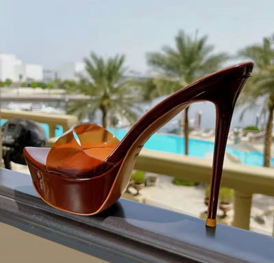 Kova Chocolate Platform Mule Heels