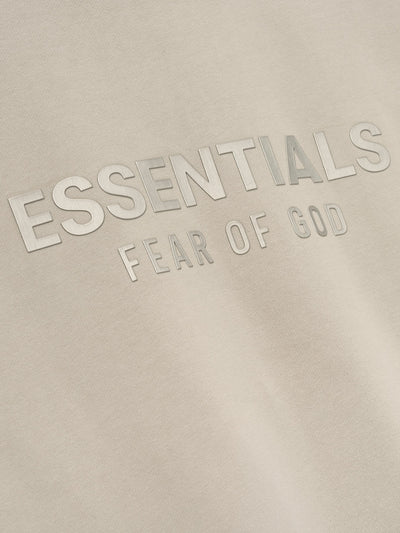 FEAR OF GOD ESSENTIALS Metallic Logo Fleece Hoodie ‘Timber’ SP25