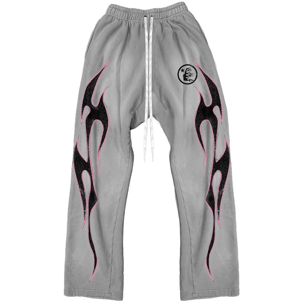 Hellstar Grey Future Flame Sweatpants – Unisex Athletic Joggers
