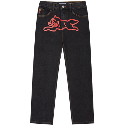 ICECREAM RUNNING DOG DOUBLE SCOOP DENIM PANTS - BLACK/RED