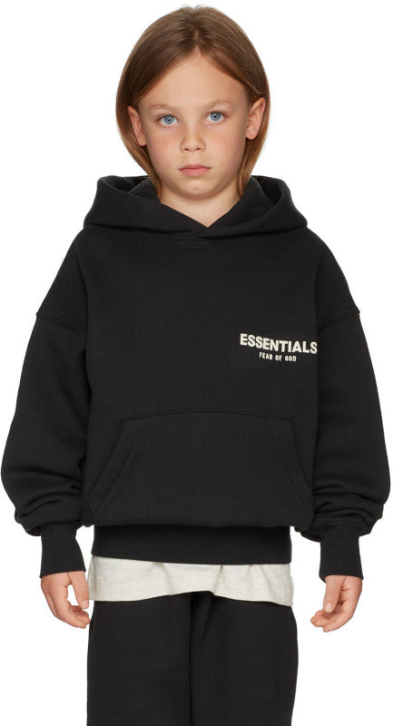 (SALE) FEAR OF GOD ESSENTIALS HOODIE BLACK KIDS/JR SS22