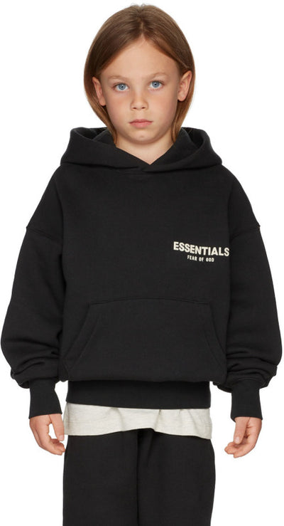 (SALE) FEAR OF GOD ESSENTIALS HOODIE BLACK KIDS/JR SS22